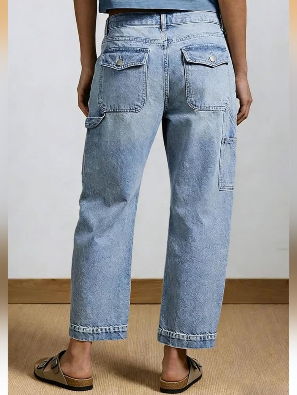 Light Blue Barrel Cargo Jeans - Picture 2 of 10